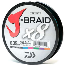 Шнур Daiwa J-Braid X8 300m Multi Color 36kg 0.35mm #6.0