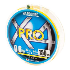 Шнур Duel Hardcore X4 PRO 150m Yellow 5.4kg 0.13mm #0.6