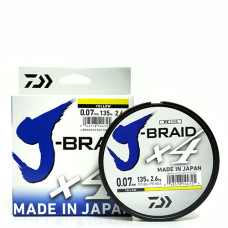 Шнур Daiwa J-Braid X4E 135m Yellow 3.8kg 0.10mm #0.6