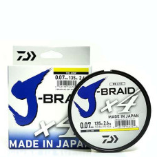 Шнур Daiwa J-Braid X4E 135m Yellow 6.9kg 0.15mm #1.2