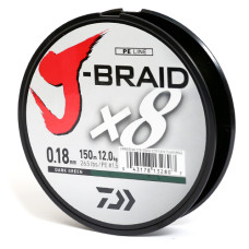 Шнур Daiwa J-Braid X8 150m Dark Green 12.0kg 0.18mm #1.5