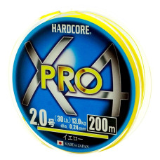 Шнур Duel Hardcore X4 PRO 200m Yellow 13.0kg 0.24mm #2.0