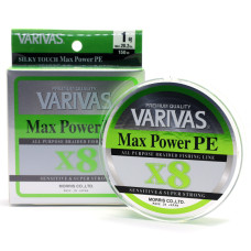 Шнур Varivas MAX Power PE X8 Lime Green 150m 9.1kg 0.165mm #1.0