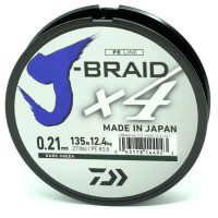 Шнур Daiwa J-Braid X4E 135m Dark Green 12.4kg 0.21mm #2.5