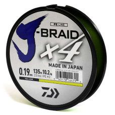 Шнур Daiwa J-Braid X4E 135m Yellow 10.2kg 0.19mm #2.0