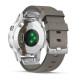 Смарт-годинник Garmin Fenix 5S Plus Sapphire White з сірим замшевим ремінцем