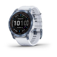 Смарт-годинник Garmin Fenix 7 Sapphire Solar титановий синій мінерал DLC з білим ремінцем