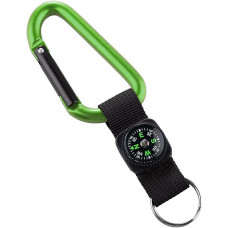 Munkees 3228 карабін 8 mm with strap, compass, keyring grass green