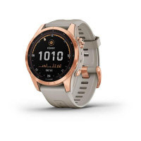 Смарт-годинник Garmin Fenix 7S Solar рожеве золото зі світло-бежевим ремінцем