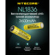 Акумулятор літієвий Li-Ion 18650 Nitecore NL1836 3.6V (3600mAh), захищений