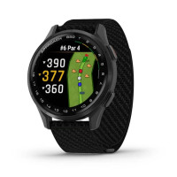 Смарт-годинник Garmin Approach S50 з алюмінієвим безелем сланцевого кольору та чорним нейлоновим ремінцем ComfortFit