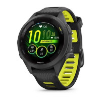Смарт-годинник Garmin Forerunner 265s з чорним корпусом та чорно-жовтим силіконовим ремінцем