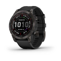 Смарт-годинник Garmin Fenix 7 Sapphire Solar титановий чорний DLC з чорним ремінцем