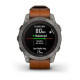 Смарт-годинник Garmin Fenix 7 Pro - Sapphire Solar Edition - титановий корпус з каштановим шкіряним ремінцем
