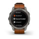Смарт-годинник Garmin Fenix 7 Pro - Sapphire Solar Edition - титановий корпус з каштановим шкіряним ремінцем