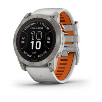Смарт-годинник Garmin Fenix 7X Pro - Sapphire Solar Edition - титановий корпус з димчасто-сірим/помаранчевим ремінцем