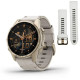 Смарт-годинник Garmin Fenix 8 – 43 мм, AMOLED Sapphire, золотистий зі шкіряним ремінцем кольору сірий вапняк