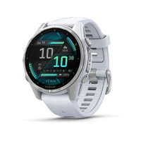 Смарт-годинник Garmin Fenix 8 – 43 мм, AMOLED, сріблястий із силіконовим ремінцем кольору білий камінь