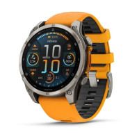 Смарт-годинник Garmin Fenix 8 – 47 мм, AMOLED Sapphire, титан із силіконовим ремінцем кольору Spark Orange/Graphite