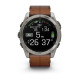 Смарт-годинник Garmin Fenix 8 – 51 мм, AMOLED Sapphire, титан з DLC-покриттям Carbon Gray та каштановим шкіряним ремінцем