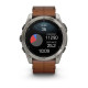 Смарт-годинник Garmin Fenix 8 – 51 мм, AMOLED Sapphire, титан з DLC-покриттям Carbon Gray та каштановим шкіряним ремінцем