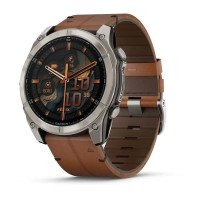 Смарт-годинник Garmin Fenix 8 – 51 мм, AMOLED Sapphire, титан з DLC-покриттям Carbon Gray та каштановим шкіряним ремінцем