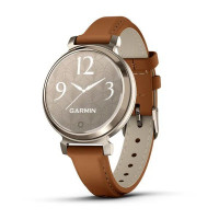 Смарт-годинник Garmin Lily 2 Classic кремово-золотистий, світло-коричневий шкіряний ремінець