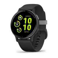 Смарт-годинник Garmin Vivoactive 5 – алюмінієвий чорний безель, чорний корпус із силіконовим ремінцем